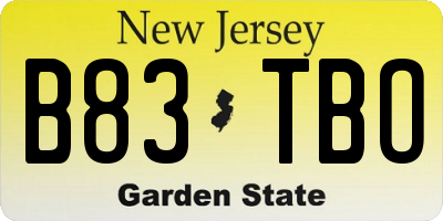 NJ license plate B83TBO