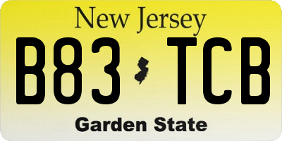 NJ license plate B83TCB