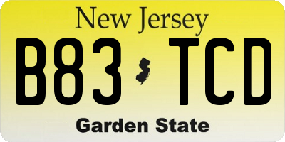 NJ license plate B83TCD