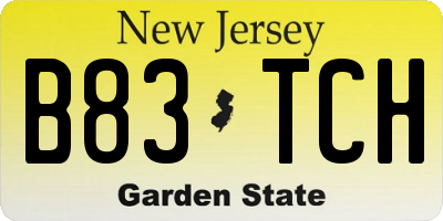 NJ license plate B83TCH