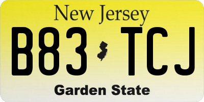NJ license plate B83TCJ