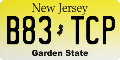 NJ license plate B83TCP