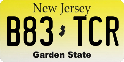 NJ license plate B83TCR