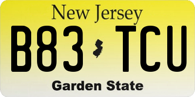 NJ license plate B83TCU