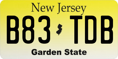 NJ license plate B83TDB