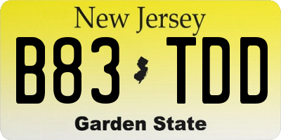 NJ license plate B83TDD