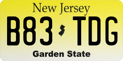 NJ license plate B83TDG