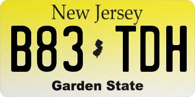 NJ license plate B83TDH