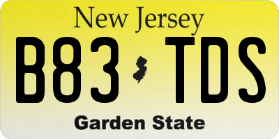NJ license plate B83TDS