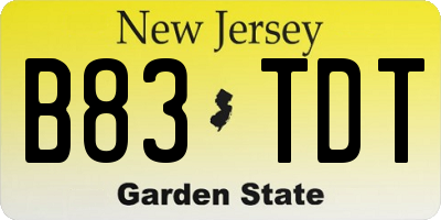 NJ license plate B83TDT