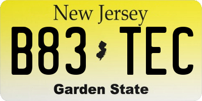NJ license plate B83TEC