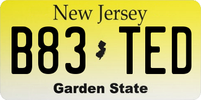 NJ license plate B83TED