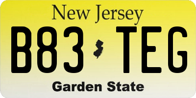 NJ license plate B83TEG