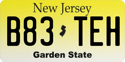 NJ license plate B83TEH