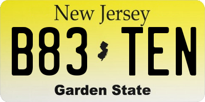 NJ license plate B83TEN