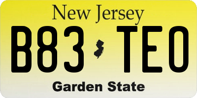 NJ license plate B83TEO