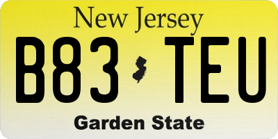 NJ license plate B83TEU