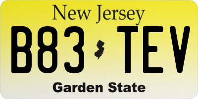 NJ license plate B83TEV