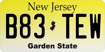 NJ license plate B83TEW