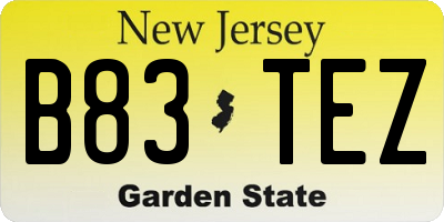 NJ license plate B83TEZ
