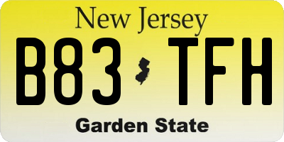 NJ license plate B83TFH