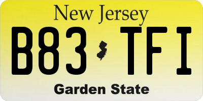 NJ license plate B83TFI
