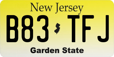 NJ license plate B83TFJ