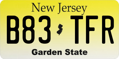 NJ license plate B83TFR