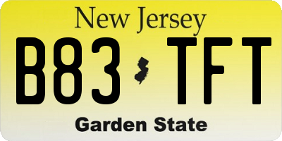 NJ license plate B83TFT