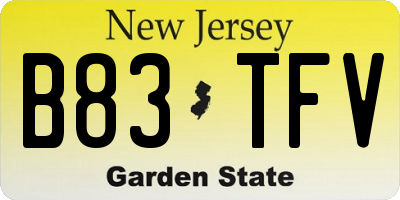 NJ license plate B83TFV