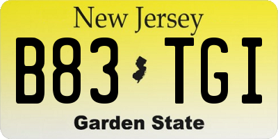 NJ license plate B83TGI