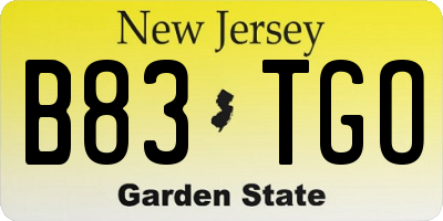 NJ license plate B83TGO
