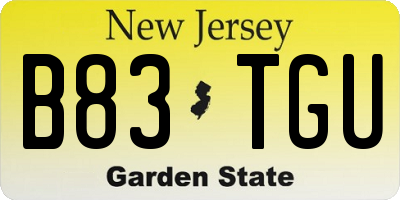 NJ license plate B83TGU