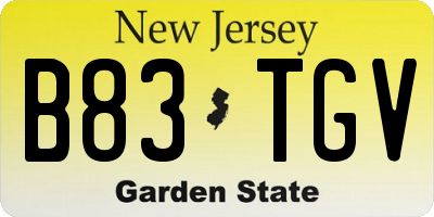 NJ license plate B83TGV