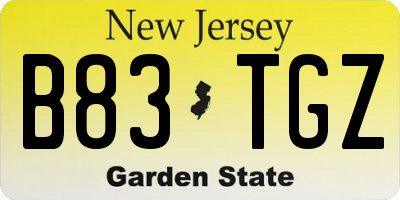 NJ license plate B83TGZ