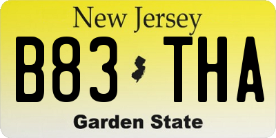 NJ license plate B83THA