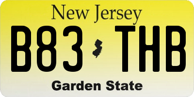 NJ license plate B83THB