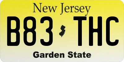 NJ license plate B83THC