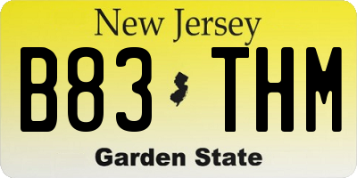 NJ license plate B83THM