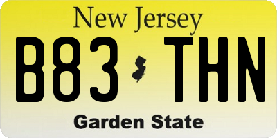NJ license plate B83THN