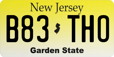 NJ license plate B83THO
