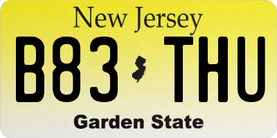 NJ license plate B83THU