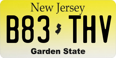 NJ license plate B83THV
