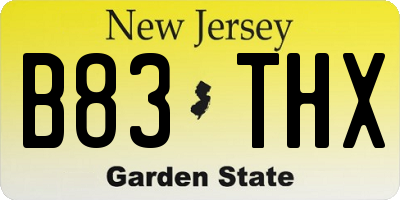 NJ license plate B83THX