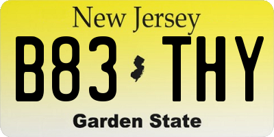 NJ license plate B83THY