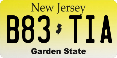 NJ license plate B83TIA
