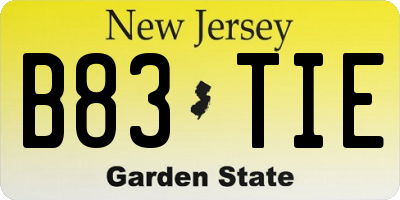NJ license plate B83TIE