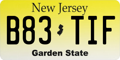 NJ license plate B83TIF