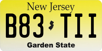 NJ license plate B83TII