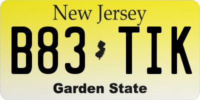 NJ license plate B83TIK